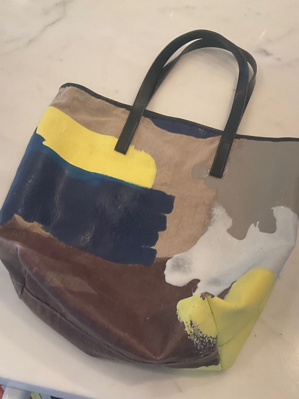 Abstract Paint-Effect Canvas Tote-Anthropologie